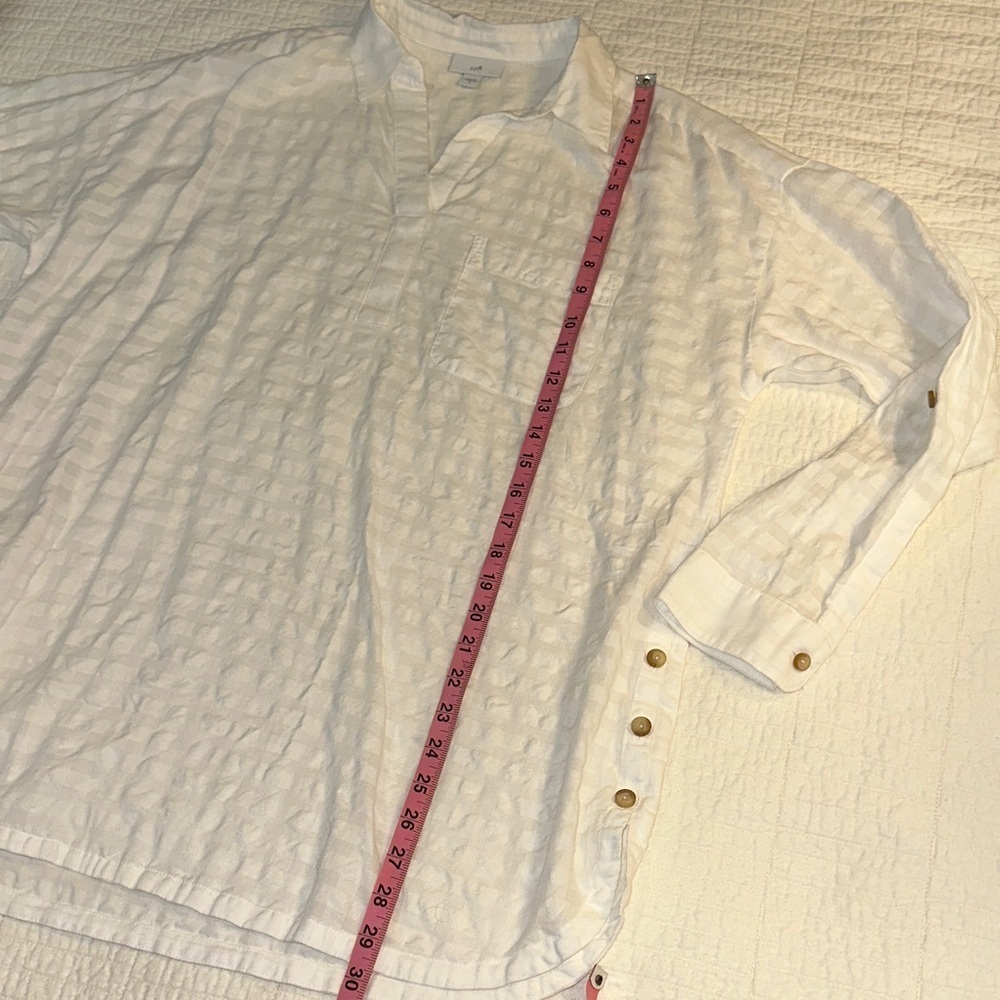 J. Jill Medium white tunic long sleeve collared shirt EUC Cotton Natural Fibers - Picture 6 of 7